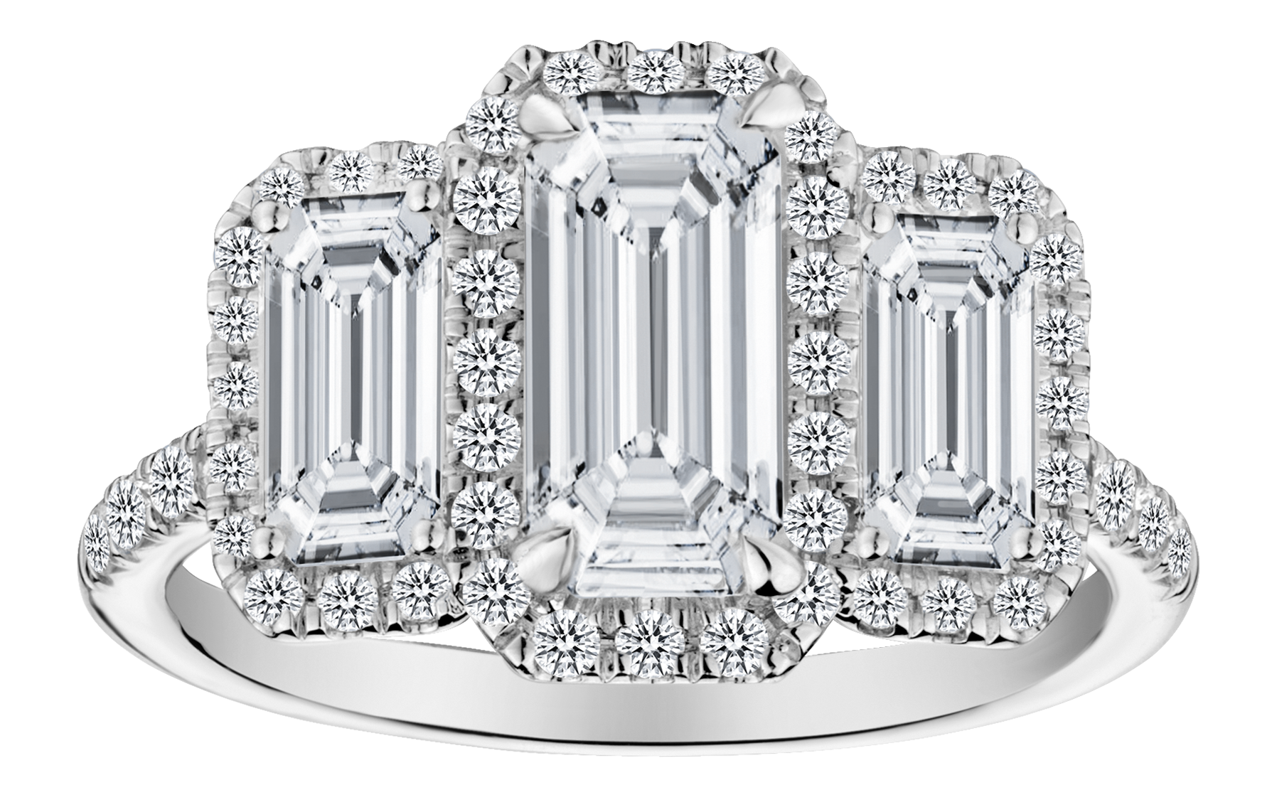 3.00 Carats of Lab Grown Diamonds "Past, Present, Future" Engagement Ring, 14kt White Gold.....................NOW