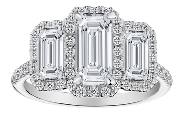 3.00 Carats of Lab Grown Diamonds "Past, Present, Future" Engagement Ring, 14kt White Gold.....................NOW