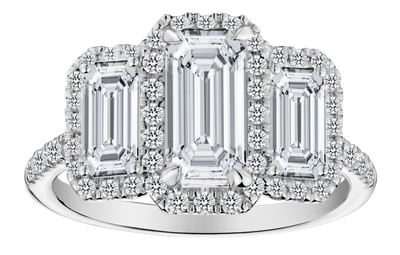 3.00 Carats of Lab Grown Diamonds "Past, Present, Future" Engagement Ring, 14kt White Gold.....................NOW