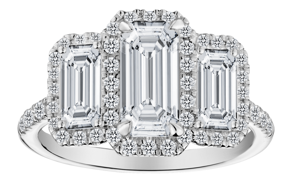 3.00 Carats of Lab Grown Diamonds "Past, Present, Future" Engagement Ring, 14kt White Gold.....................NOW