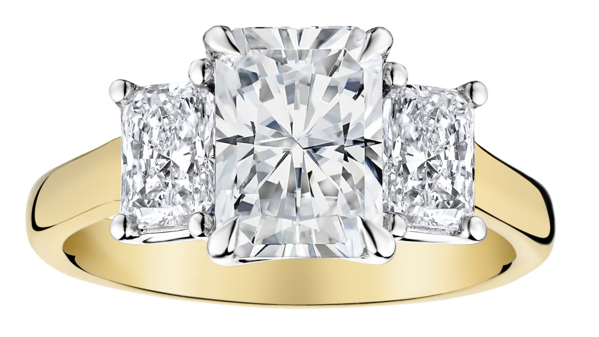 3.00 Carat of Lab Grown Diamonds "Past, Present, Future" Engagement Ring, 14kt Two Tone.....................NOW