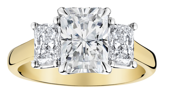 3.00 Carat of Lab Grown Diamonds "Past, Present, Future" Engagement Ring, 14kt Two Tone.....................NOW