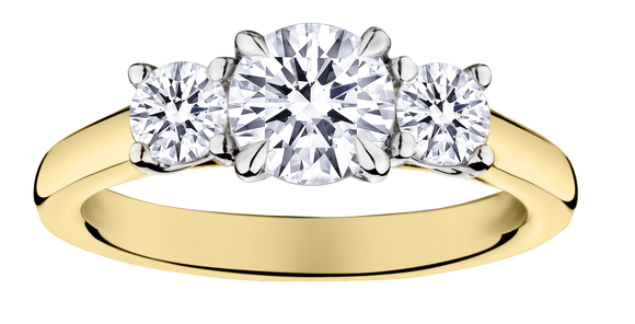 1.50 Carat of Lab Grown Diamonds "Past, Present, Future" Engagement Ring, 14kt Two Tone.....................NOW