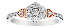 .10 Carat of Lab Grown Diamonds "Hearts & Flower" Ring, Silver.....................NOW
