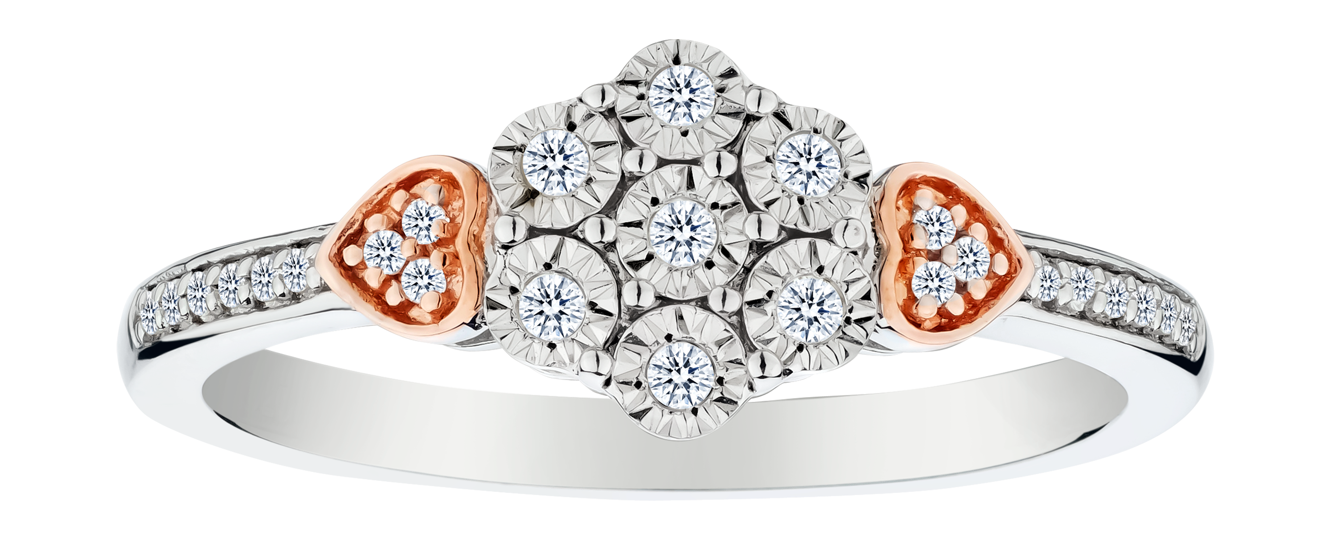 .10 Carat of Lab Grown Diamonds "Hearts & Flower" Ring, Silver.....................NOW