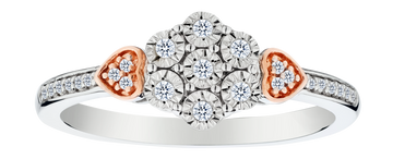 .10 Carat of Lab Grown Diamonds "Hearts & Flower" Ring, Silver.....................NOW