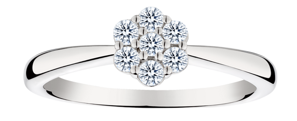 .25 Carat of Lab Grown Diamonds "Flower" Ring, Silver.....................NOW