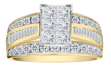 2.00 Carat of Lab Grown Diamonds Ring, 10kt Yellow Gold.....................NOW