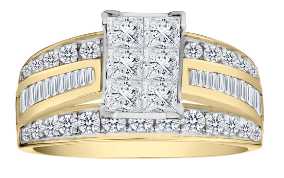 2.00 Carat of Lab Grown Diamonds Ring, 10kt Yellow Gold.....................NOW