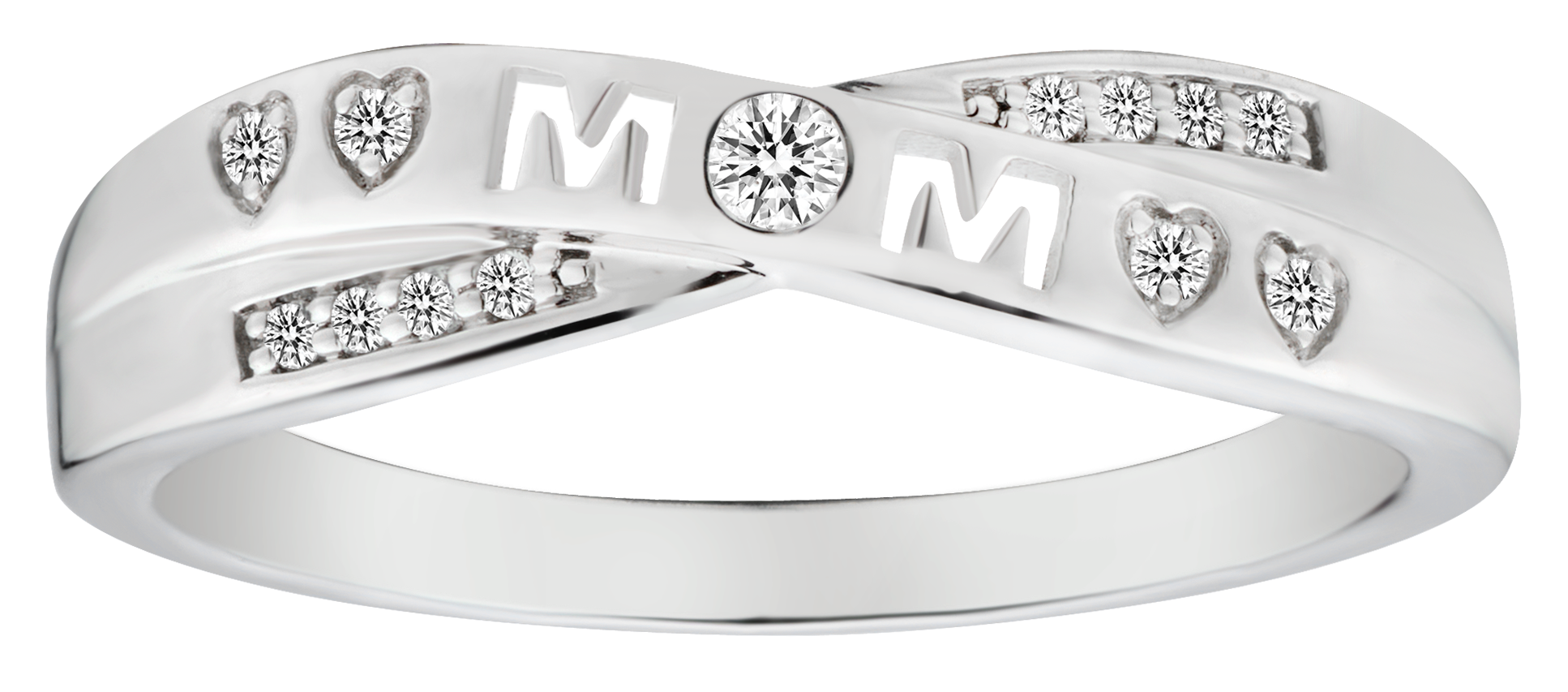 .07 Carat of Lab Grown Diamonds "Mom" Ring, Silver.....................NOW