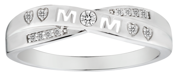 .07 Carat of Lab Grown Diamonds "Mom" Ring, Silver.....................NOW
