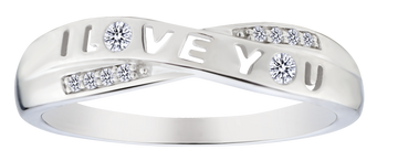 .07 Carat of Lab Grown Diamonds "I Love You" Ring, Silver.....................NOW