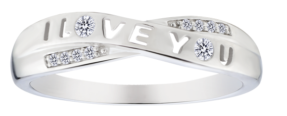 .07 Carat of Lab Grown Diamonds "I Love You" Ring, Silver.....................NOW