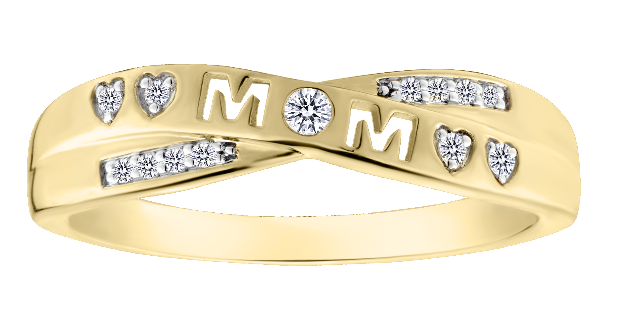 .07 Carat of Lab Grown Diamonds "Mom" Ring, 10kt Yellow Gold.....................NOW