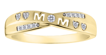 .07 Carat of Lab Grown Diamonds "Mom" Ring, 10kt Yellow Gold.....................NOW