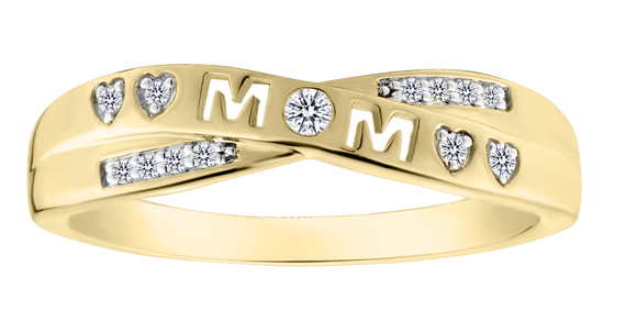 .07 Carat of Lab Grown Diamonds "Mom" Ring, 10kt Yellow Gold.....................NOW