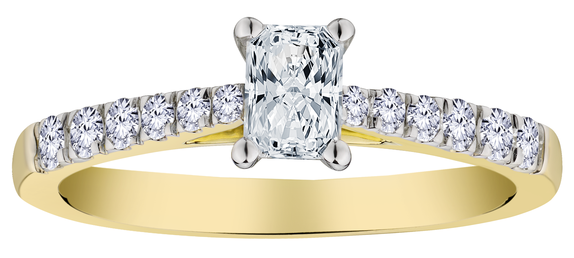 .67 Carat of Lab Grown Diamonds Radiant Engagement Ring, 10kt Yellow Gold