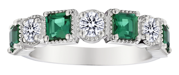 .48 Carat of Lab Grown Diamonds & Emerald Ring, Silver.....................NOW
