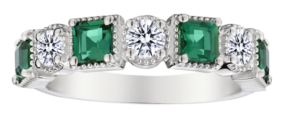 .48 Carat of Lab Grown Diamonds & Emerald Ring, Silver.....................NOW
