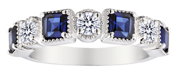 .48 Carat of Lab Grown Diamonds & Created Blue Sapphire Ring, Silver.....................NOW