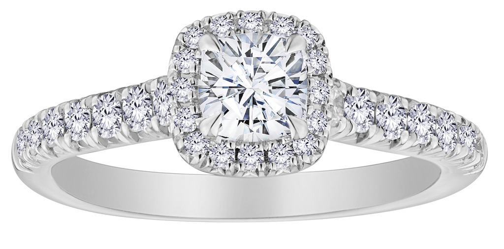 1.03+ Carat Of Lab Grown Diamonds "Cushion" Cut Ring, 10kt White Gold.....................NOW