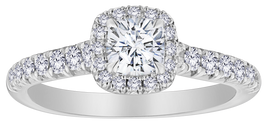 1.03+ Carat Of Lab Grown Diamonds "Cushion" Cut Ring, 10kt White Gold.....................NOW