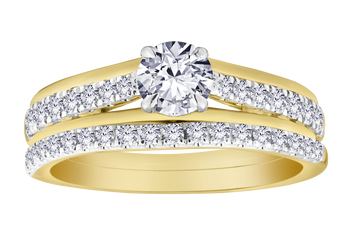 1.03+ Carat Of Lab Grown Diamonds Ring Set, 10kt Two Tone.....................NOW