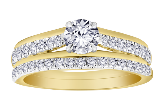 1.03+ Carat Of Lab Grown Diamonds Ring Set, 10kt Two Tone.....................NOW