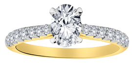 1.29+ Carat Of Lab Grown Diamonds "Oval" Cut Ring, 10kt Two Tone.....................NOW