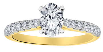 1.29+ Carat Of Lab Grown Diamonds "Oval" Cut Ring, 10kt Two Tone.....................NOW