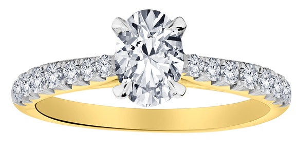 1.29+ Carat Of Lab Grown Diamonds "Oval" Cut Ring, 10kt Two Tone.....................NOW