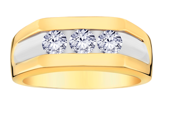 1.00 Carat Of Lab Grown Diamonds "Past, Present, Future" Men's Ring, 10kt Yellow Gold.....................NOW