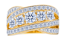 2.00 Carat Of Lab Grown Diamonds Ring, 10kt Yellow Gold.....................NOW