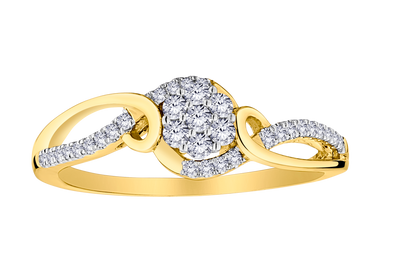 .26 Carat of Lab Grown Diamonds "Flower" Ring, 10kt Yellow Gold.....................NOW