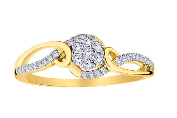 .26 Carat of Lab Grown Diamonds "Flower" Ring, 10kt Yellow Gold.....................NOW