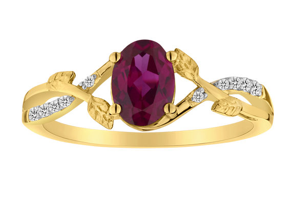 1.00 Carat Of Created Ruby & Diamonds "Tree Of Life" Ring, 10kt Yellow Gold.....................NOW