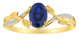 1.05 Carat Of Created Blue Sapphire & Diamonds "Tree Of Life" Ring, 10kt Yellow Gold.....................NOW