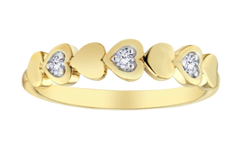 .08 Carat of Lab Grown Diamonds Heart Ring, 10kt Yellow Gold.....................NOW