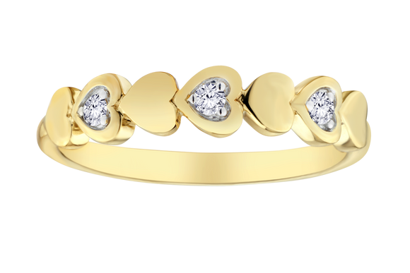 .08 Carat of Lab Grown Diamonds Heart Ring, 10kt Yellow Gold.....................NOW