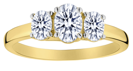 1.00 Carat Of Lab Grown Oval Diamonds "Past, Present, Future" Ring, 10Kt Yellow Gold.....................NOW