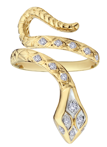 .10 Carat Of Lab Grown Diamonds "Snake" Ring, 10Kt Yellow Gold.....................NOW
