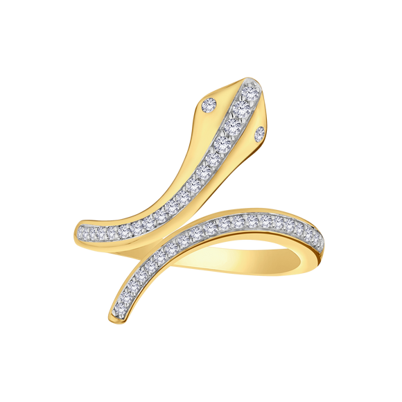 .25 Carat Of Lab Grown Diamonds "Snake" Ring, 10kt Yellow Gold.....................NOW