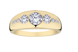 1.00 Carat Of Lab Grown Diamonds "Past, Present, Future" Ring, 10kt Yellow Gold.....................NOW