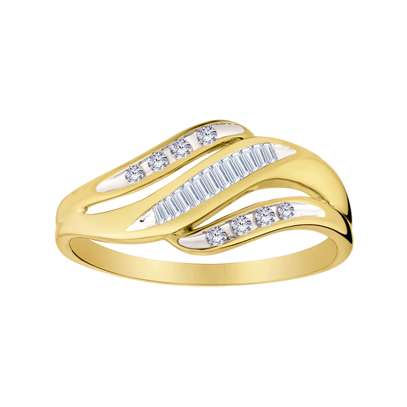 .15 Carat Of Lab Grown Diamonds "Wave" Ring, 10Kt Yellow Gold.....................NOW