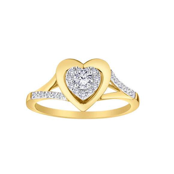 .27 Carat of Lab Grown Diamonds Heart Ring, 10kt Yellow Gold.....................NOW
