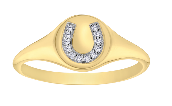 .05 Carat Of Lab Grown Diamonds "Horseshoe" Ring, 10kt Yellow Gold.....................NOW