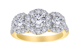 2.00 Carat Of Lab Grown Diamonds "Past, Present, Future"  Anniversary Ring, 10kt Yellow Gold.....................NOW