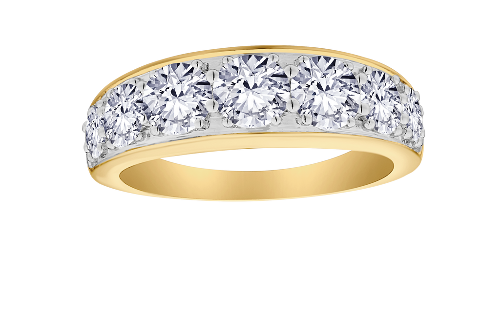 2.00 Carat Of Lab Grown Diamonds 7 Stone Anniversary Ring, 10kt Yellow Gold.....................NOW