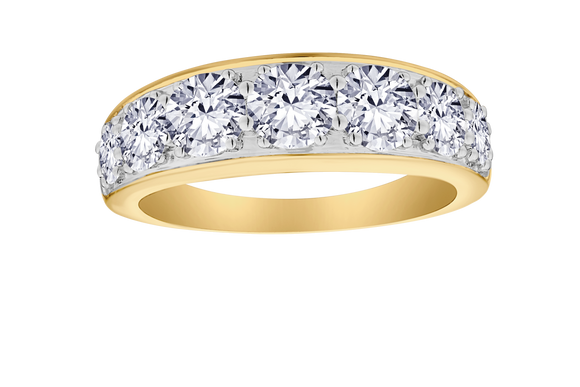 2.00 Carat Of Lab Grown Diamonds 7 Stone Anniversary Ring, 10kt Yellow Gold.....................NOW