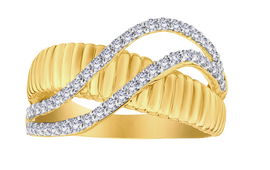 .50 Carat Of Lab Grown Diamonds "Wave" Ring, 10kt Yellow Gold.....................NOW